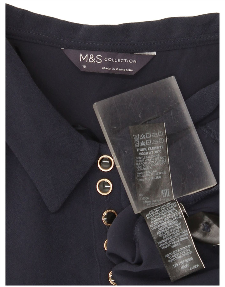 Женское платье прямого кроя с длинными рукавами Marks & Spencer UK 18 XL, темно-синий полиэстер