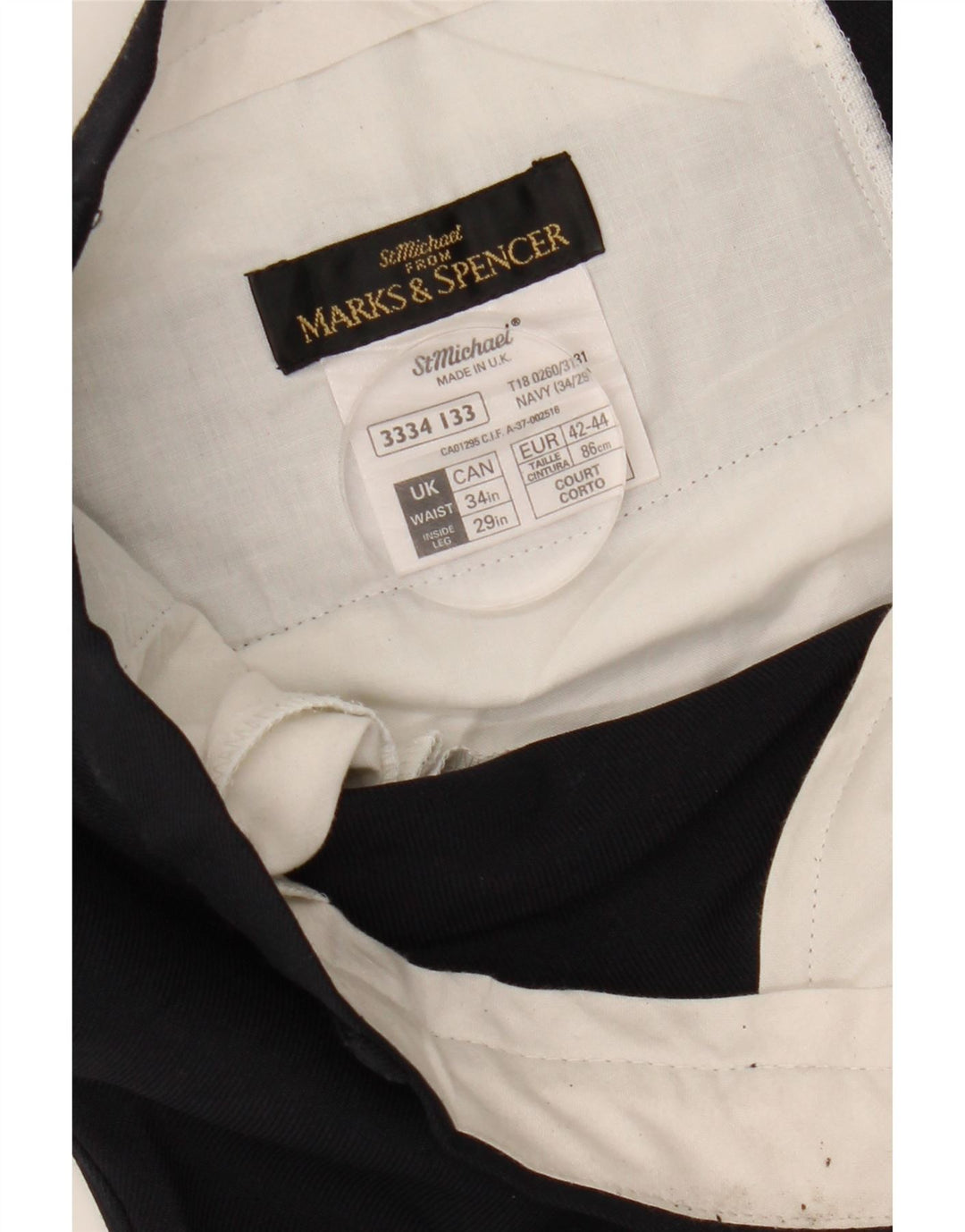 Мужские прямые брюки-чиносы Marks & Spencer W34 L29 темно-синие из полиэстера