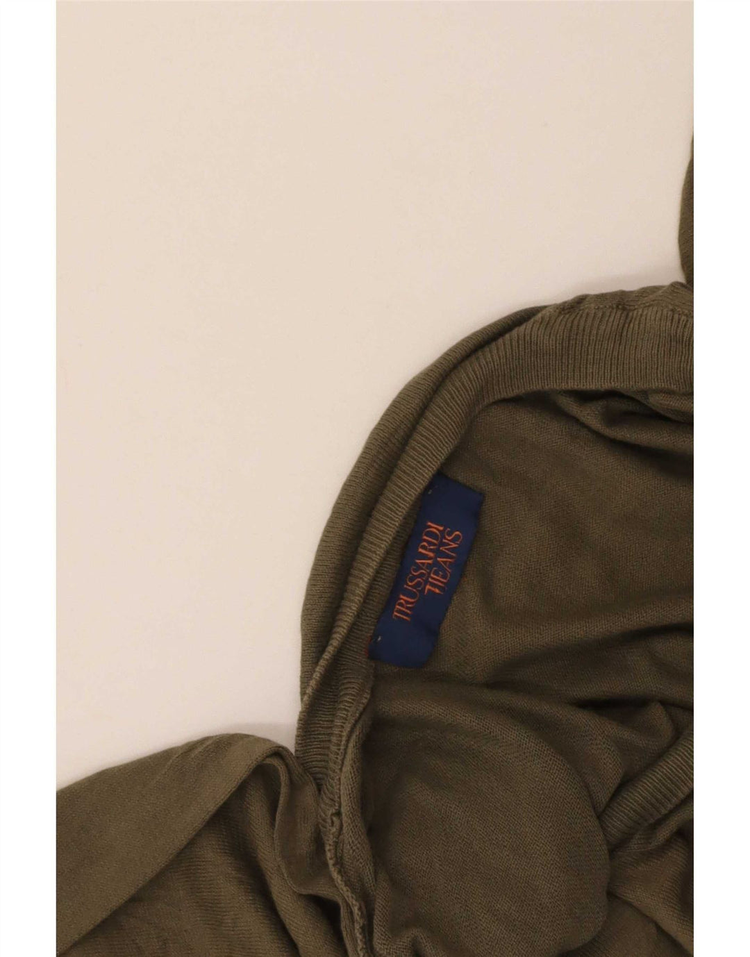 Trussardi Jeans Мужской джемпер с v-образным вырезом, большой хаки