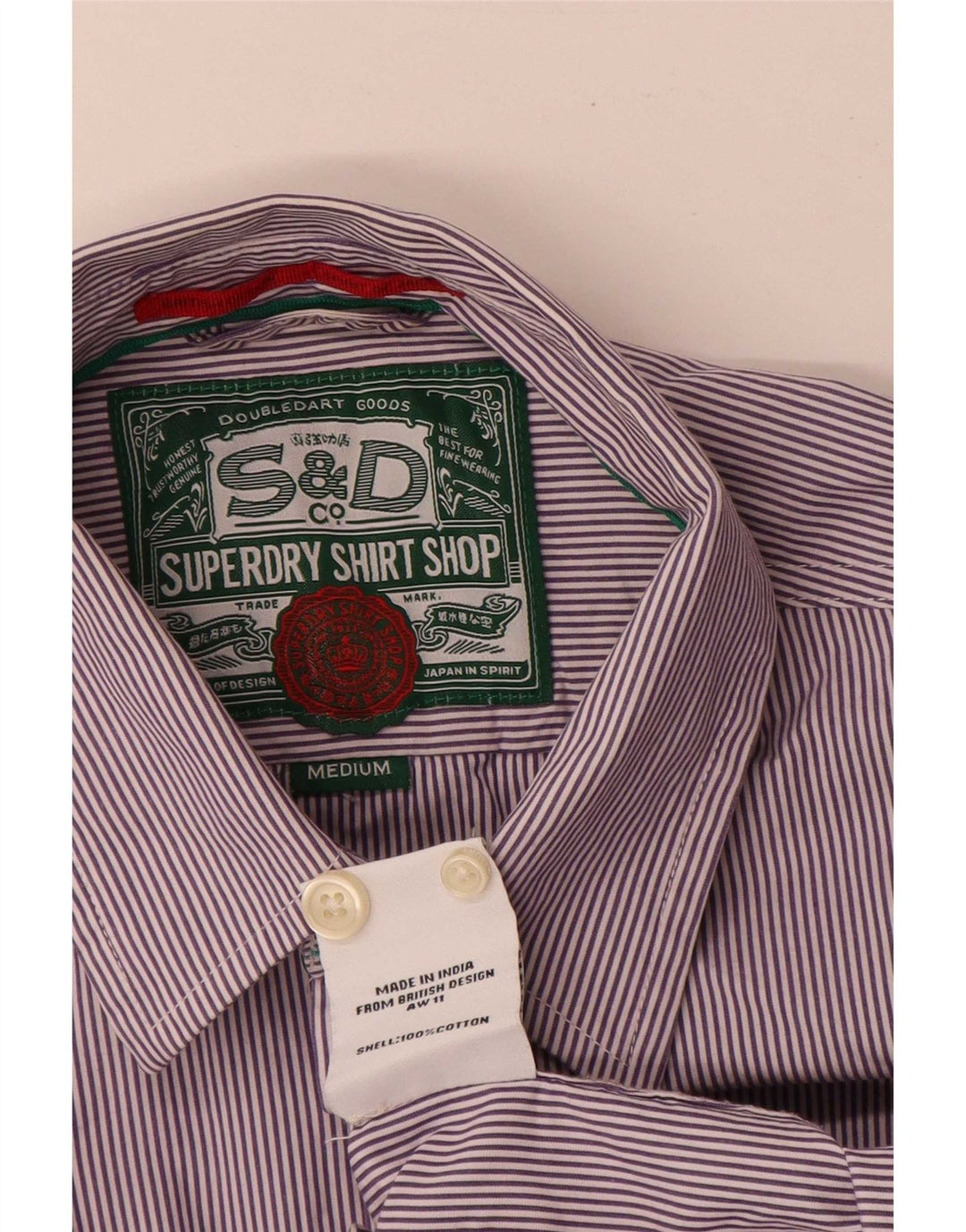 Мужская рубашка обычного кроя Superdry, хлопковая полоска среднего фиолетового цвета