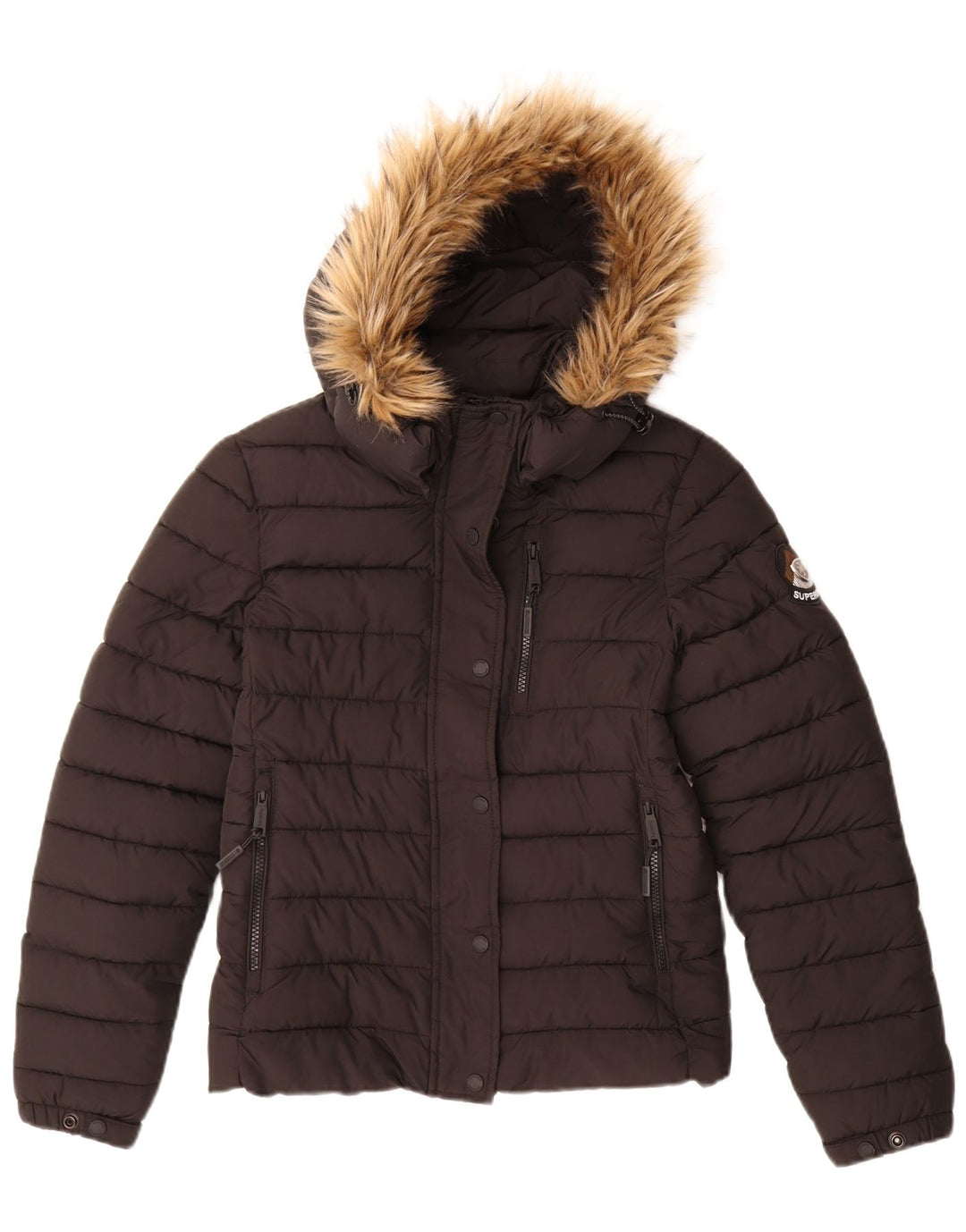 Женская утепленная куртка с капюшоном Superdry UK 10, маленькая, черный нейлон