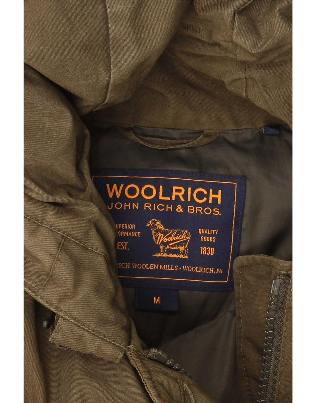 Женское стеганое пальто с капюшоном Woolrich UK 14, хлопок среднего цвета хаки