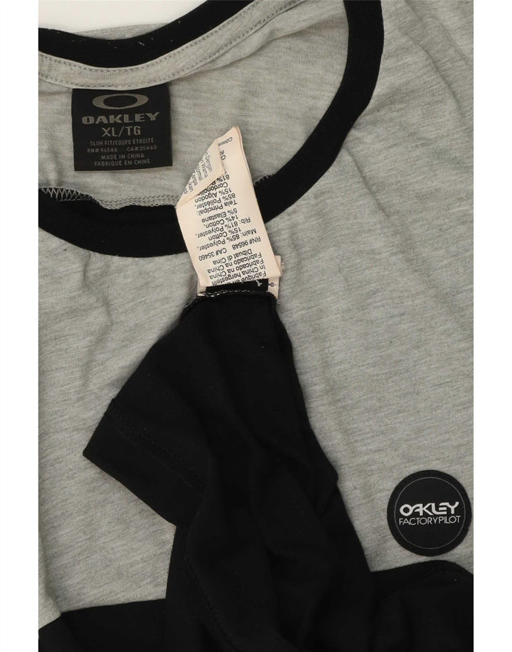 Мужская футболка Oakley Top XL, черная, полиэстер с цветными блоками