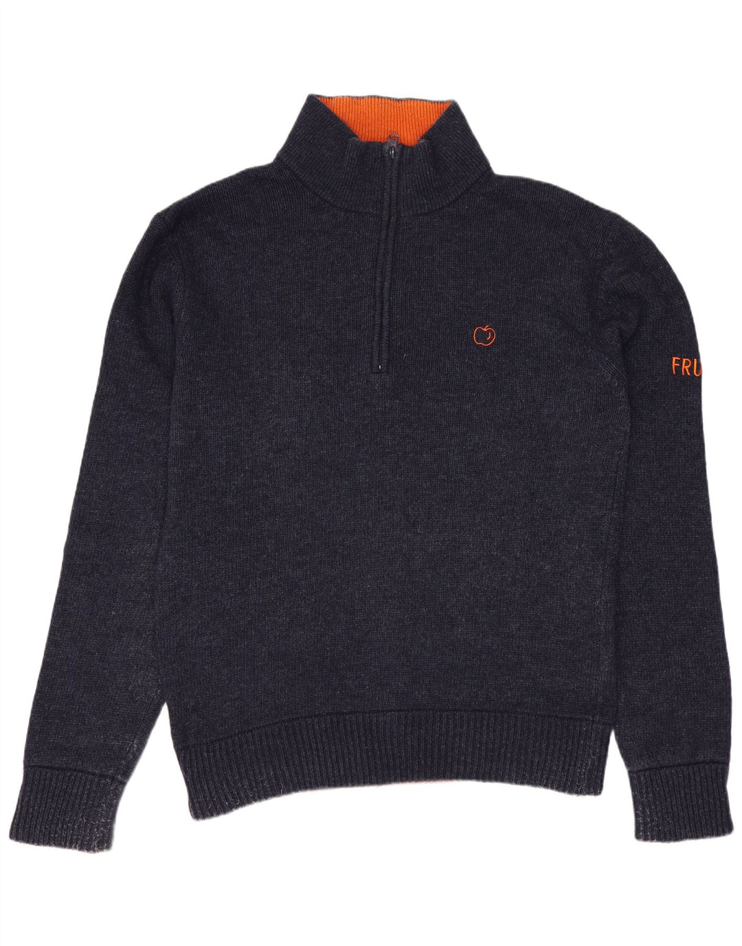 ВИНТАЖНЫЙ мужской джемпер с воротником на молнии, средний темно-синий шерстяной свитер