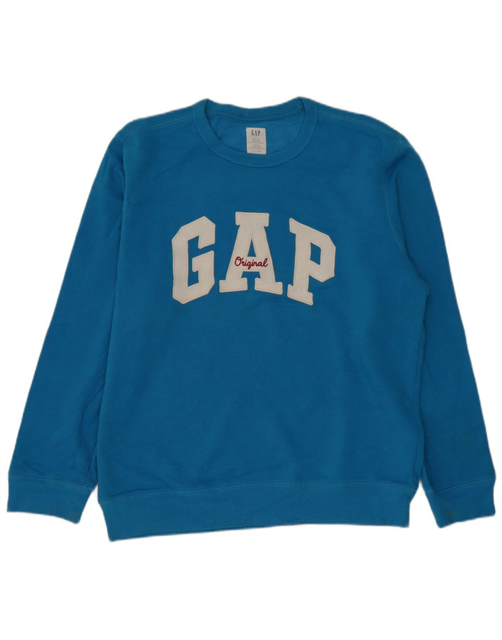 Мужской свитшот с рисунком Gap, большой синий хлопковый джемпер