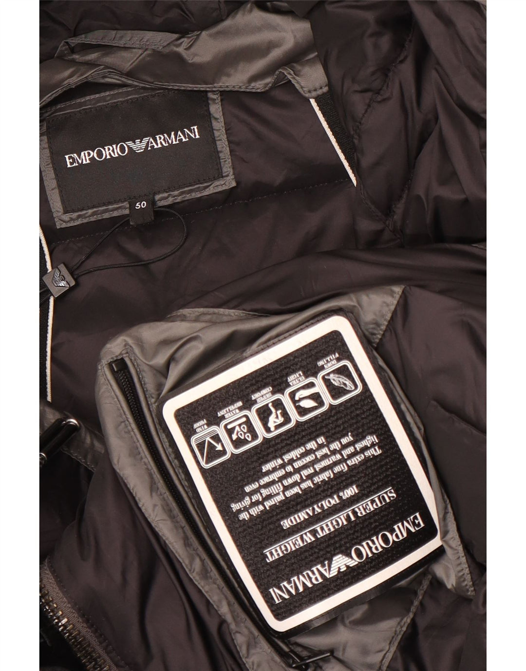 Мужская утепленная куртка с капюшоном Emporio Armani IT 50 Medium Grey Полиамид