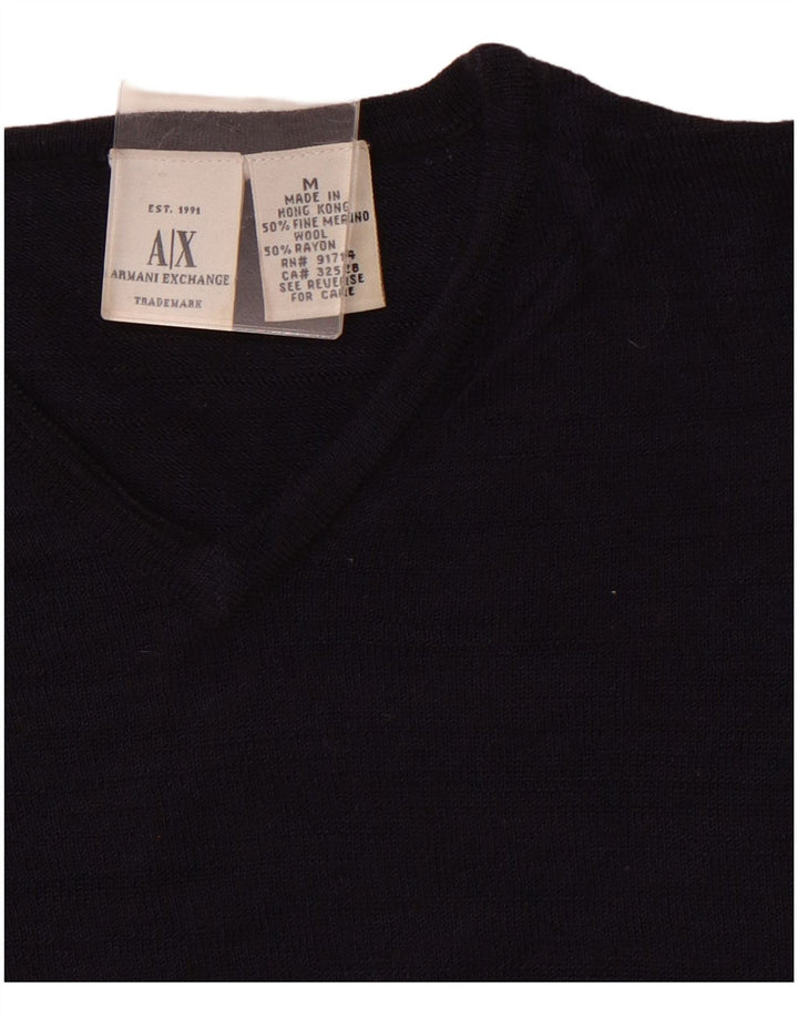 ARMANI EXCHANGE Женский джемпер с v-образным вырезом UK 12 Medium Navy Blue