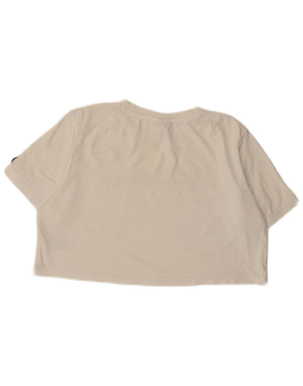 Женская укороченная футболка с рисунком Ellesse Top UK 12, средний белый хлопок