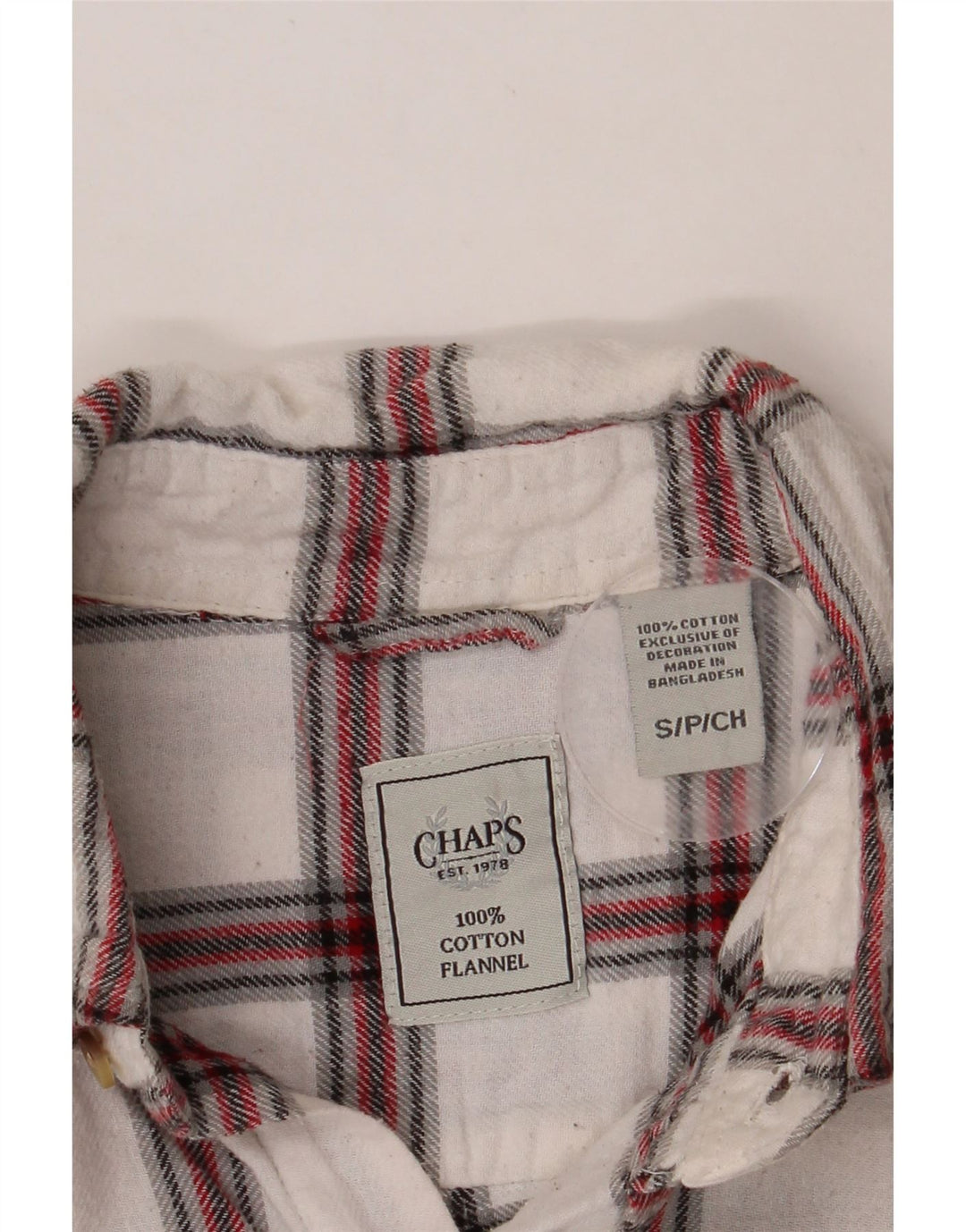 CHAPS Mens Flannel Shirt Small White Check Cotton Vintage Chaps and Second-Hand Chaps from Messina Hembry 