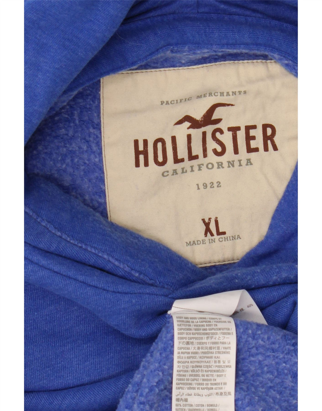 HOLLISTER Мужской джемпер с капюшоном XL Синий Хлопок