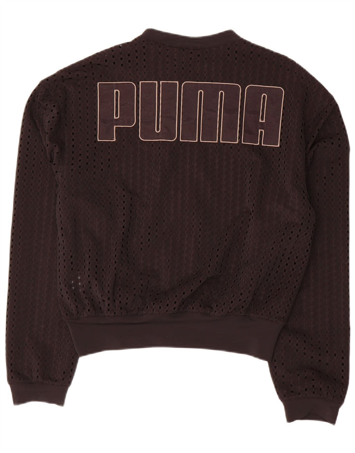 PUMA Женский укороченный спортивный костюм оверсайз с графическим рисунком, верхняя куртка UK 10, маленький черный