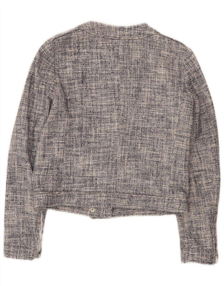 Женский укороченный блейзер с молнией и полной молнией Massimo Dutti EU 36 XS, темно-синий, хлопок