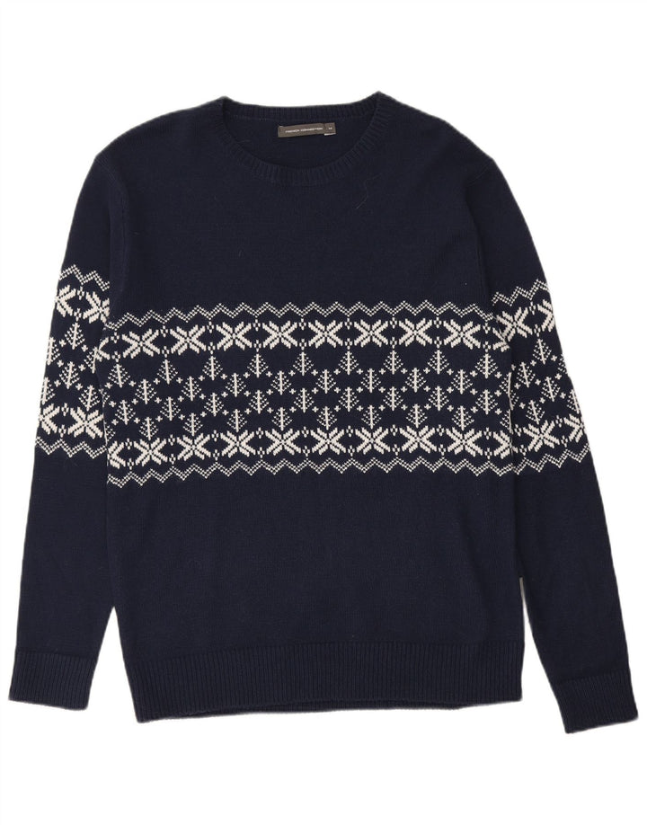 Мужской джемпер с круглым вырезом FRENCH CONNECTION, средний темно-синий Fair Isle