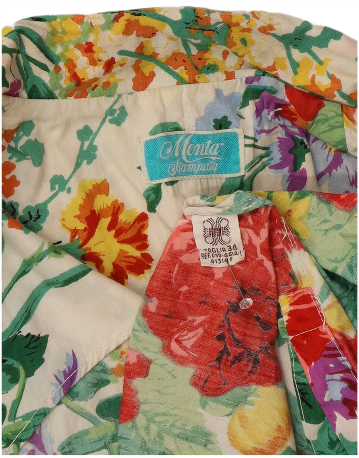 Винтажный женский пиджак с рукавом 3/4 IT 34 2XS Разноцветный цветочный принт