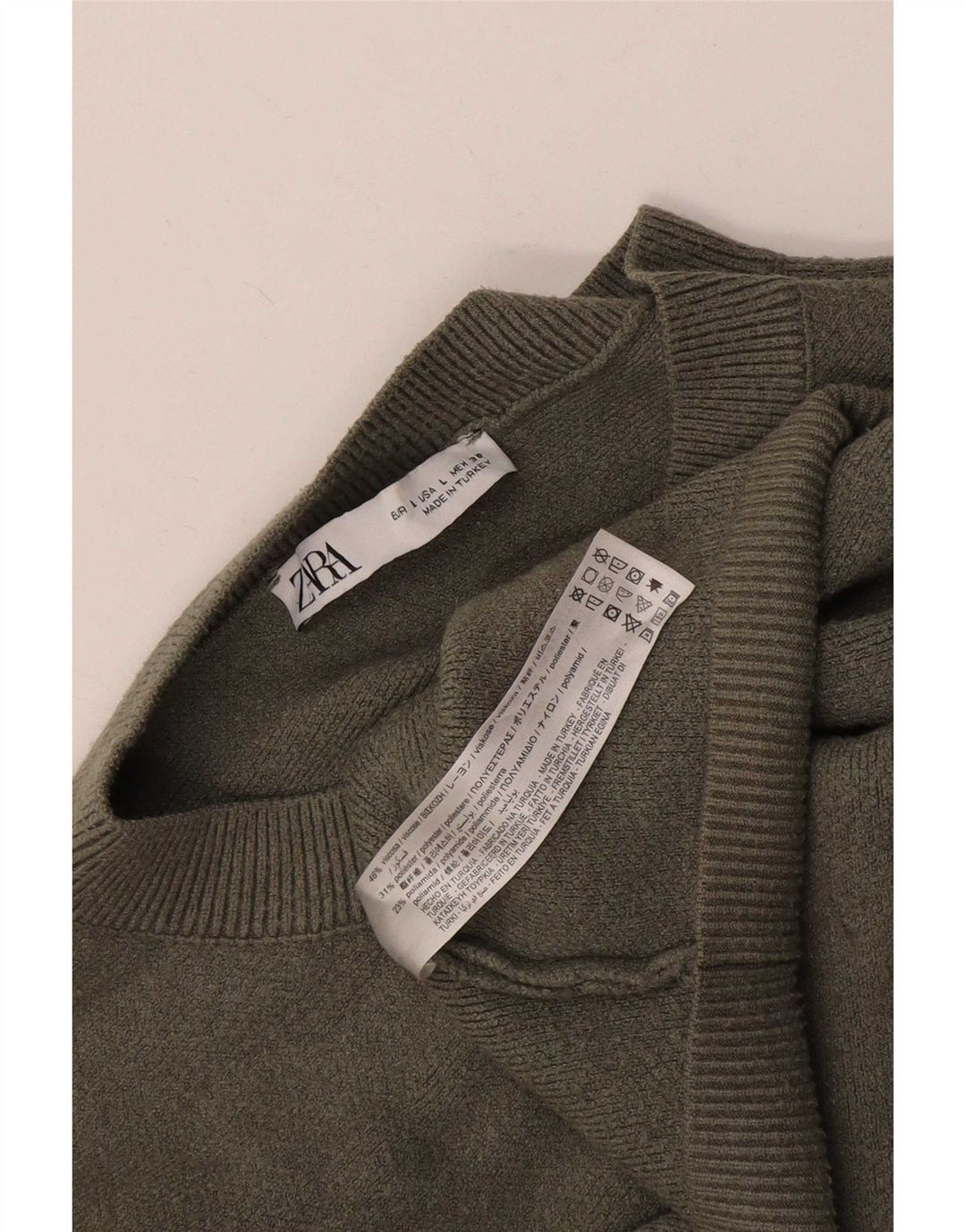Женский свободный джемпер с воротником на пуговицах Zara UK 16, большой цвет хаки, вискоза
