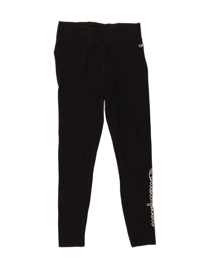 CHAMPION Womens Graphic Leggings UK 12 Medium  Black Cotton Vintage Champion and Second-Hand Champion from Messina Hembry 
