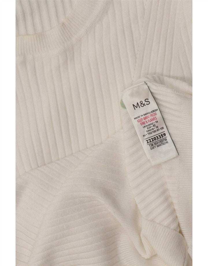 Женская блузка с коротким рукавом Marks & Spencer UK 14, средний белый, вискоза