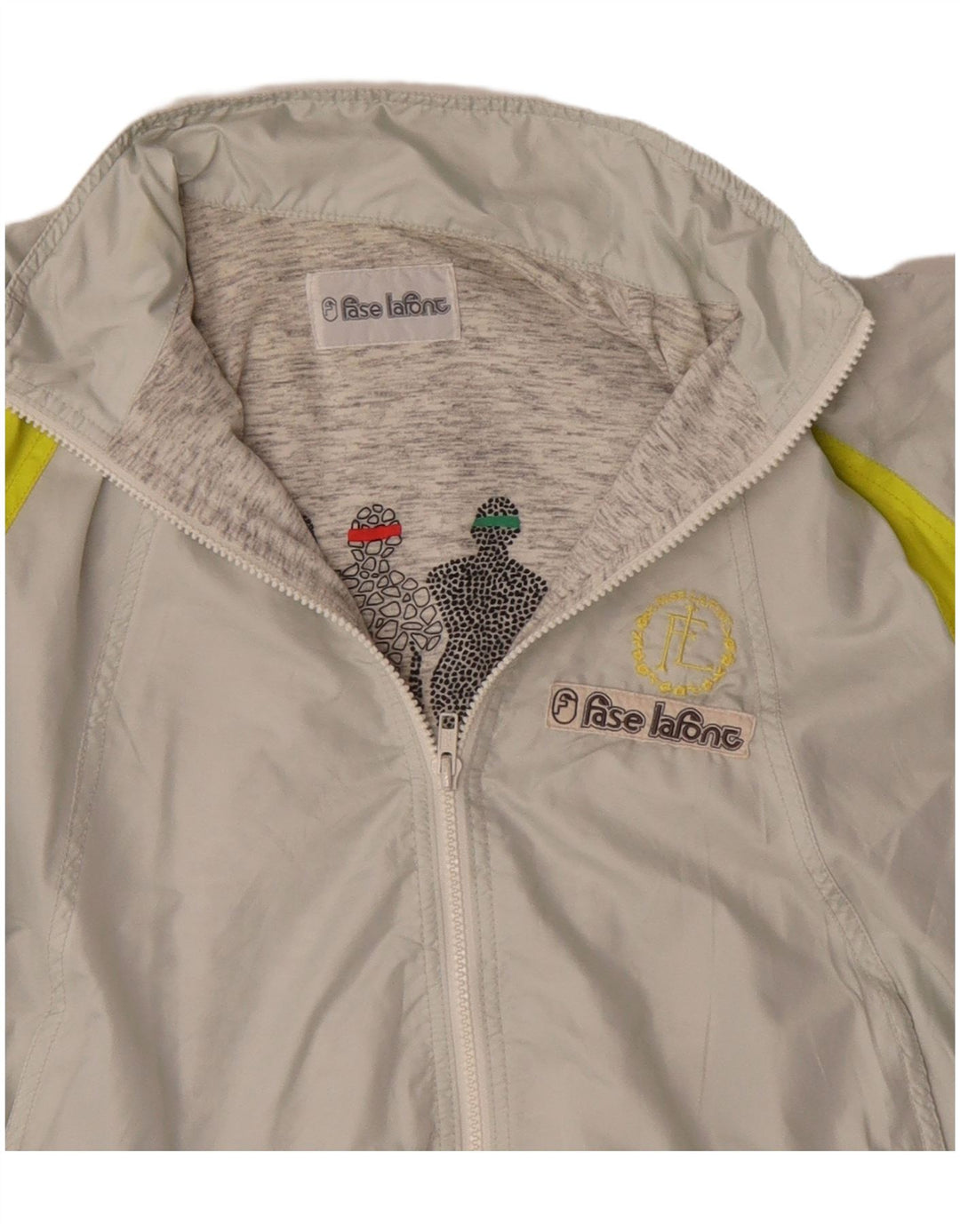 Винтажный женский спортивный костюм оверсайз, верхняя куртка UK 12, средний серый цвет с цветными блоками