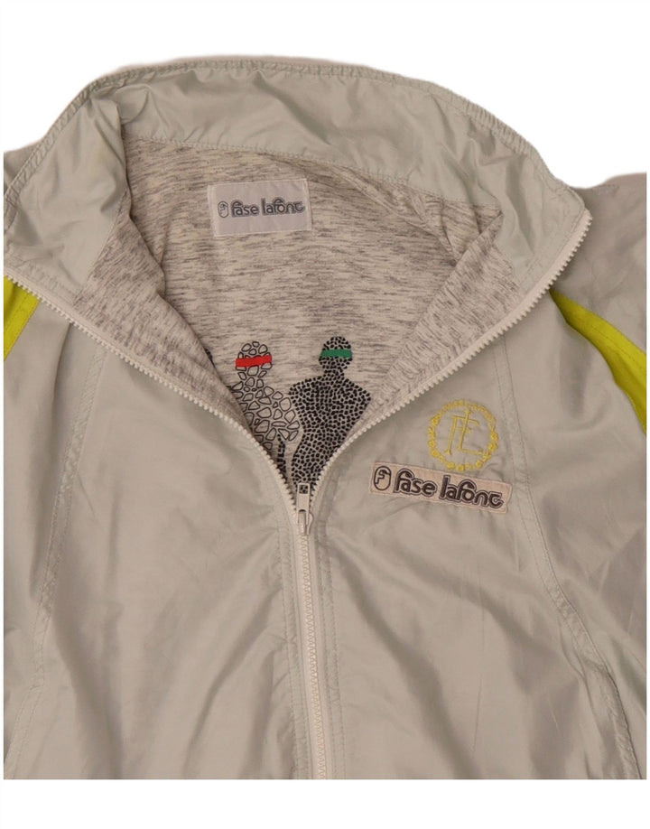 Винтажный женский спортивный костюм оверсайз, верхняя куртка UK 12, средний серый цвет с цветными блоками