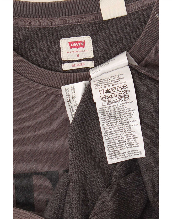 Мужской свободный свитшот с рисунком Levi's, маленький серый хлопковый джемпер