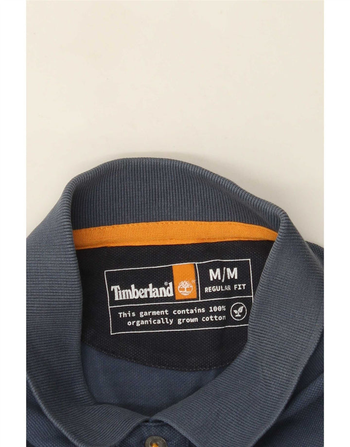 Мужская рубашка поло Timberland стандартного кроя, хлопковая, среднего синего цвета