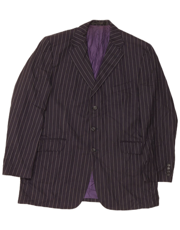 Мужской пиджак с 3 пуговицами Marks & Spencer UK 44 2XL темно-синий в тонкую полоску