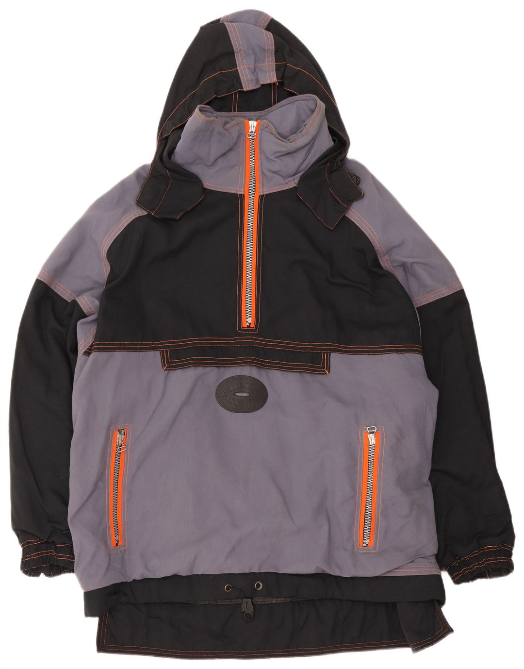Мужская лыжная куртка Ellesse с капюшоном UK 42 XL, серая с цветными блоками, полиамид