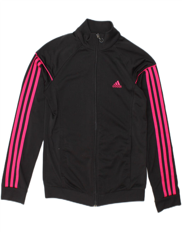 Женский спортивный костюм Adidas с графическим рисунком, верхняя куртка, Великобритания, маленький размер 8/10, черный полиэстер