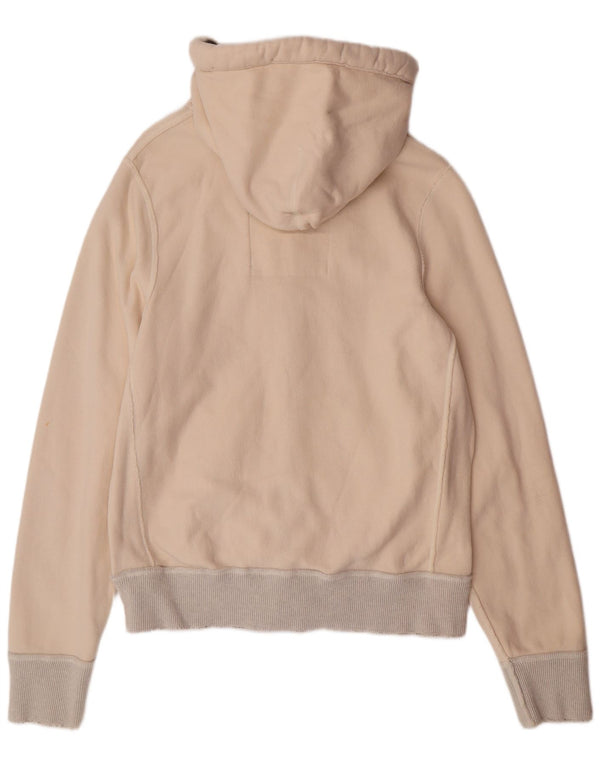 Abercrombie & Fitch Mens Distressed Zip Hoodie Sweater 2XL Off White Cotton