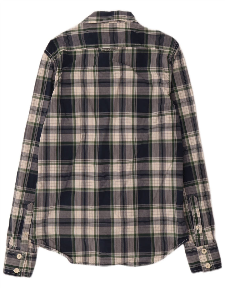 SUPERDRY Мужская рубашка большого размера, темно-синяя клетка, хлопок