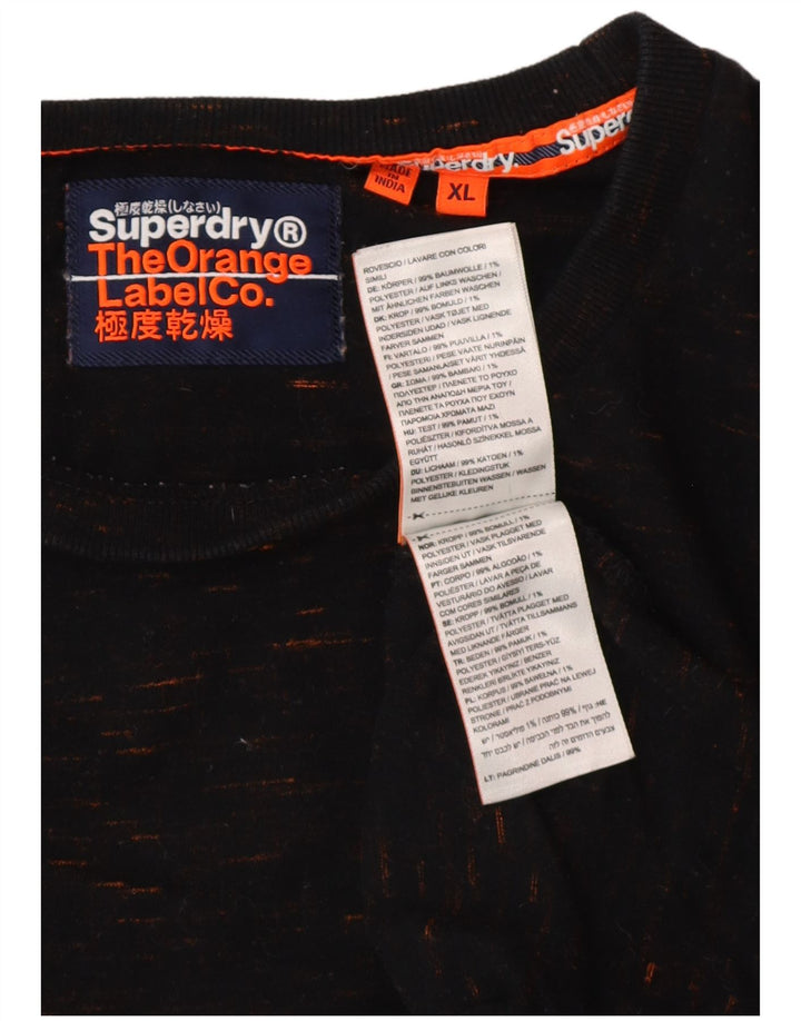 SUPERDRY Мужская футболка Top XL, черный хлопок в крапинку