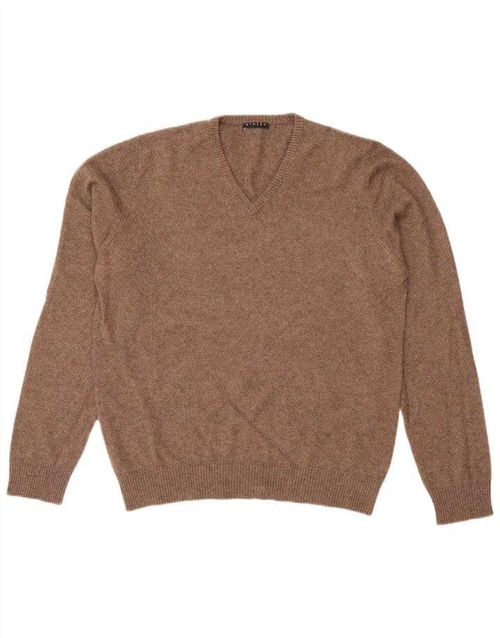 Женский джемпер с v-образным вырезом Sisley UK 18 XL, коричневый