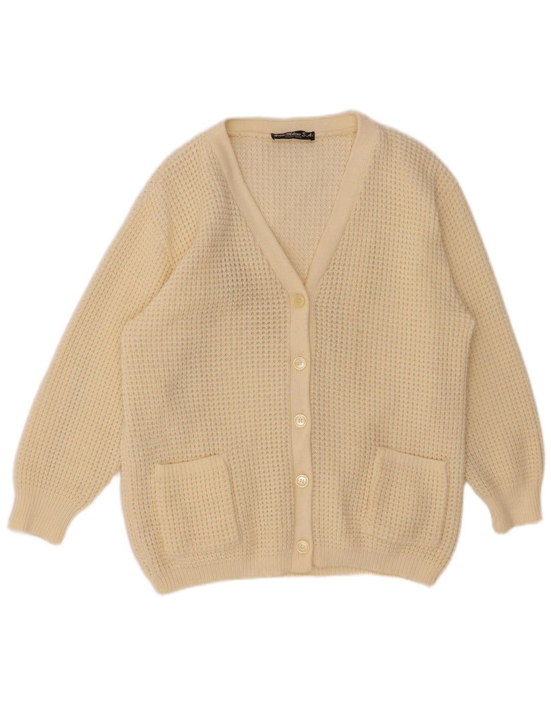 VINTAGE Женский кардиган-свитер IT 48 XL Белый полиакрил