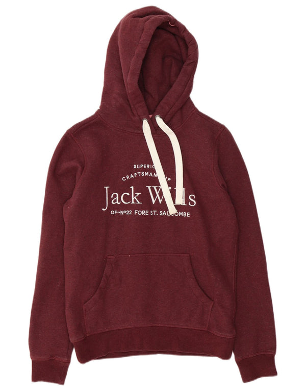 Женский джемпер с капюшоном Jack Wills с рисунком, Великобритания, 8, маленький бордовый, хлопок