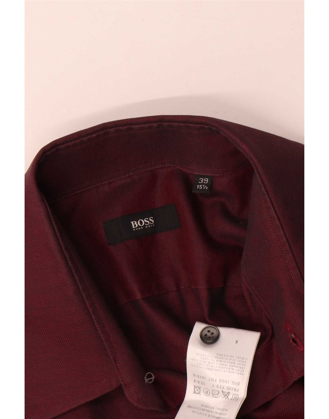 Мужская рубашка Hugo Boss, размер 39 15 1/2, средний бордовый хлопок, хлопок