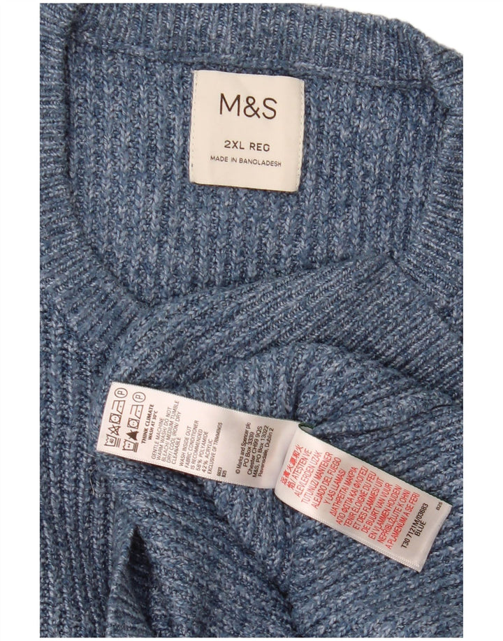 Мужской джемпер с круглым вырезом Marks & Spencer 2XL, синий в крапинку, полиамид