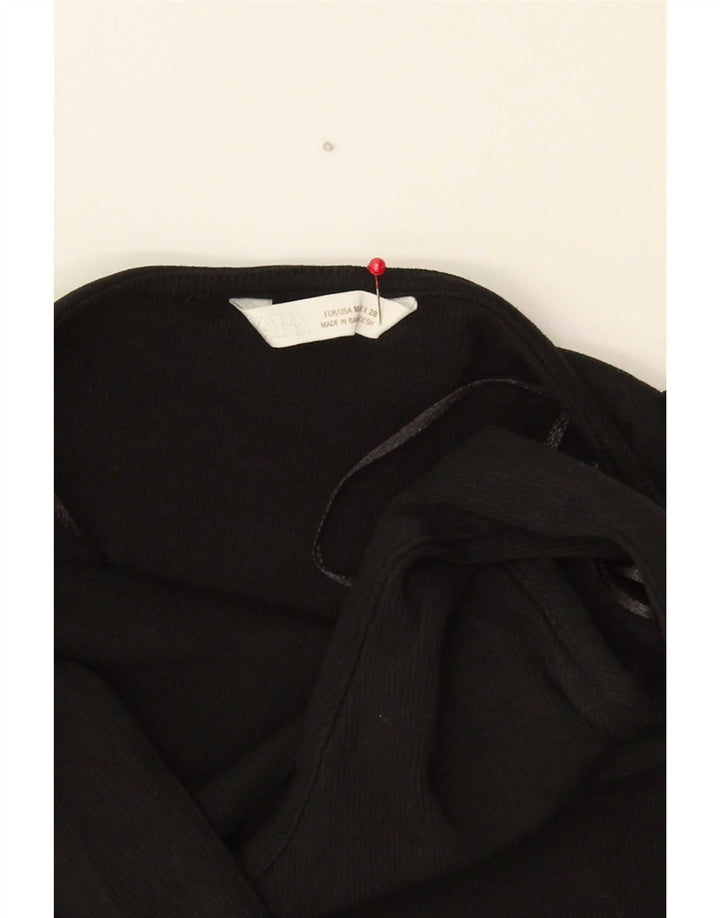 Женский укороченный топ с бретельками Zara UK 12, средний черный хлопок