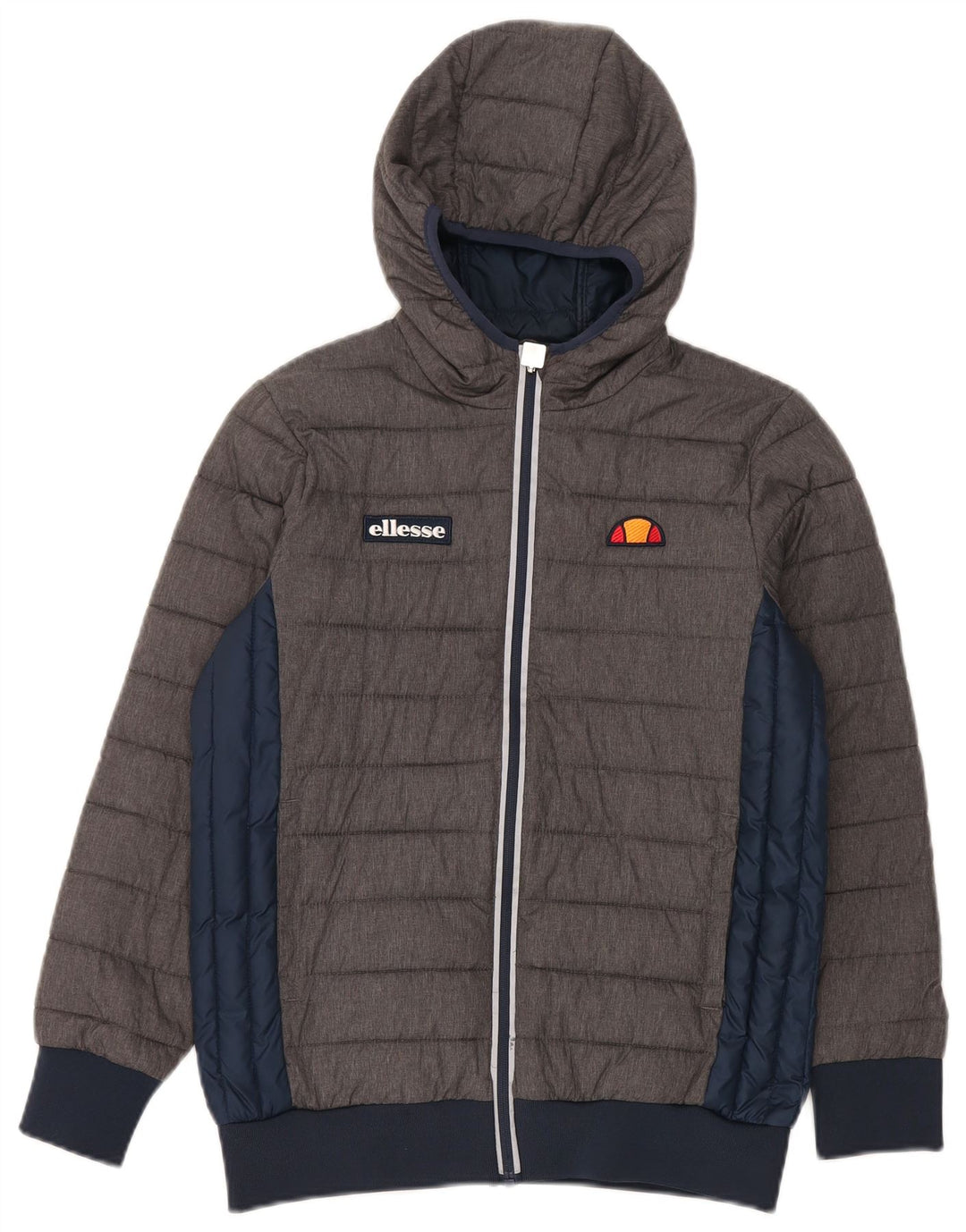 Ellesse Утепленная куртка с капюшоном для мальчиков 12–13 лет Серая нейлоновая с цветными блоками