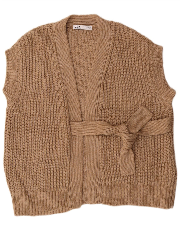 Женский свободный кардиган без рукавов ZARA UK 10, маленький коричневый цвет