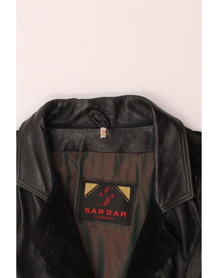 SARDAR Womens Oversized Leather Coat UK 18 XL Black Leather Vintage Sardar and Second-Hand Sardar from Messina Hembry 
