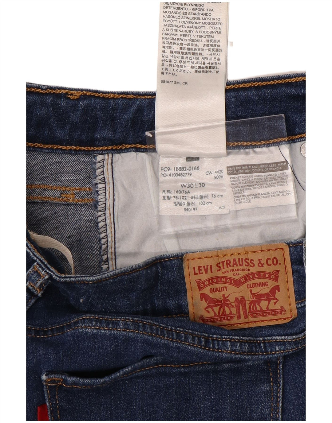 Женские джинсы скинни LEVI'S 721 с высокой посадкой W30 L30, синий хлопок
