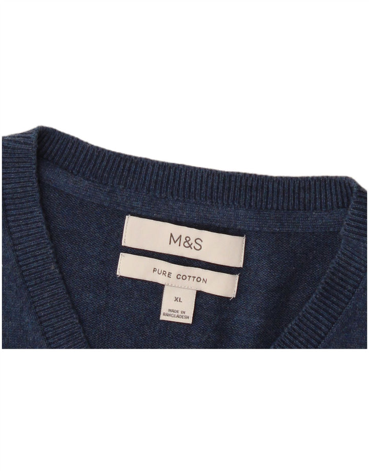 Мужская майка Marks & Spencer, темно-синяя хлопковая майка XL