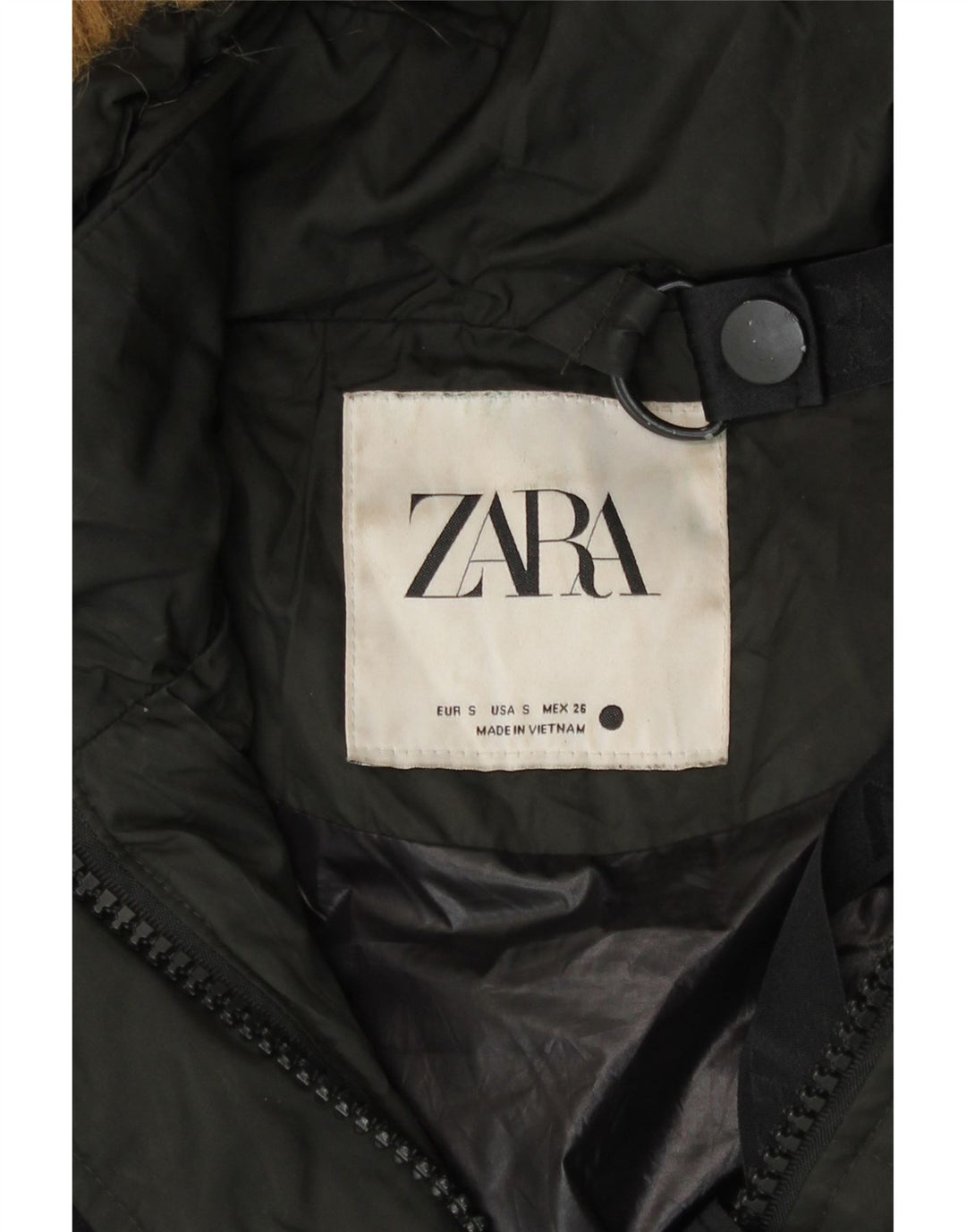 Женское пуховое пальто оверсайз с капюшоном Zara UK 10, маленький черный нейлон