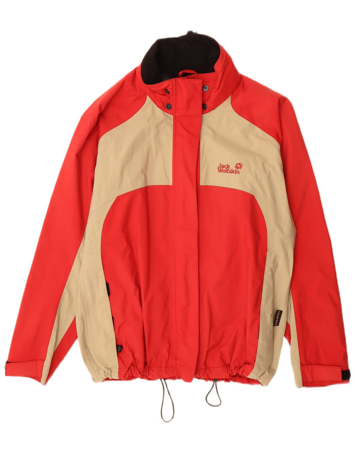 Женская дождевик свободного кроя Jack Wolfskin UK 12, средний красный цвет с цветными блоками