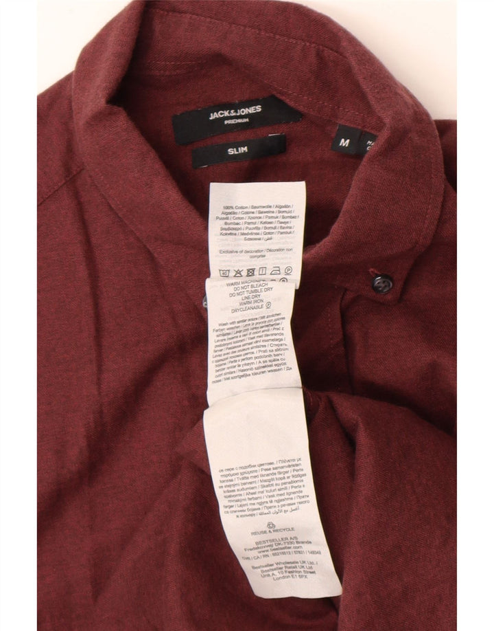 Мужская рубашка узкого кроя Jack & Jones, средний бордовый хлопок, хлопок