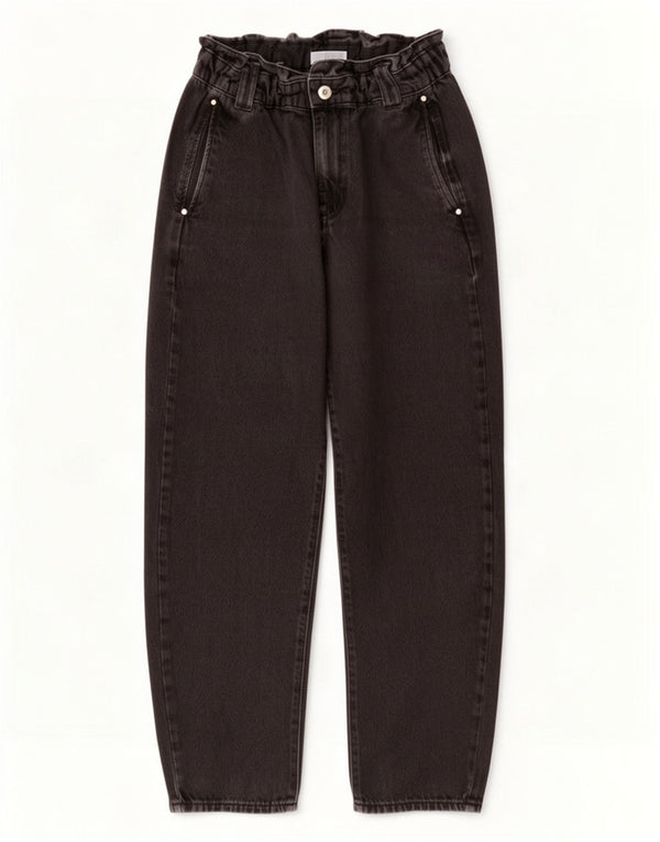 Женские укороченные джинсы Zara с высокой талией EU 38, маленькие W28 L25, черные