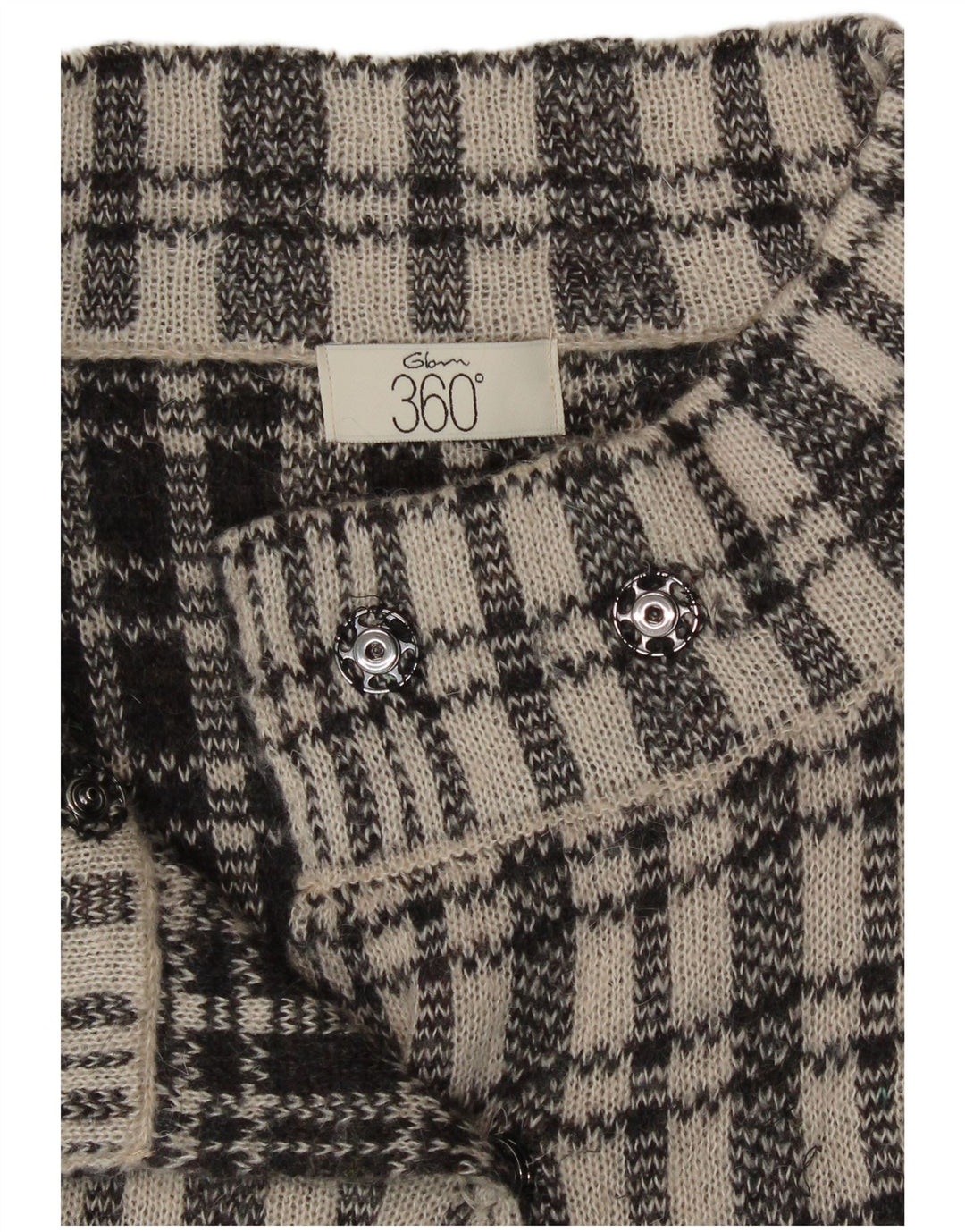 Винтажный женский кардиган с рукавом 3/4, Великобритания, 12, средний синий в клетку