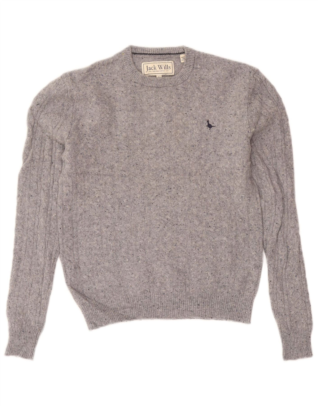 Мужской джемпер с круглым вырезом Jack Wills, маленький серый шерстяной с крапинками