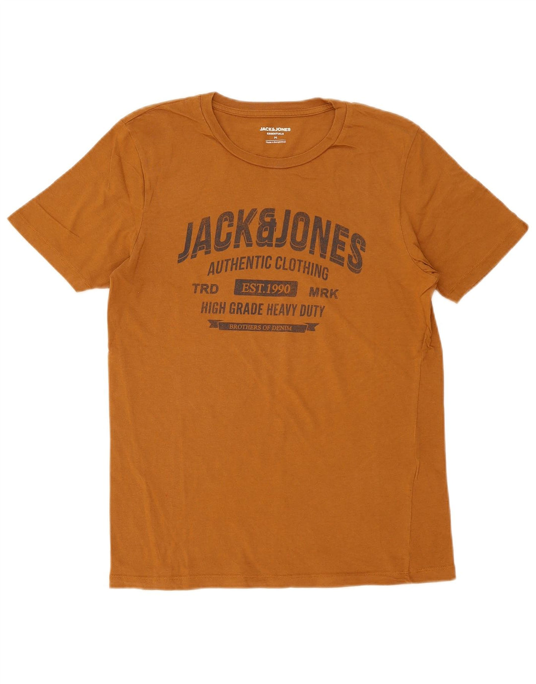 Мужская футболка с рисунком Jack & Jones, хлопковый топ среднего коричневого цвета