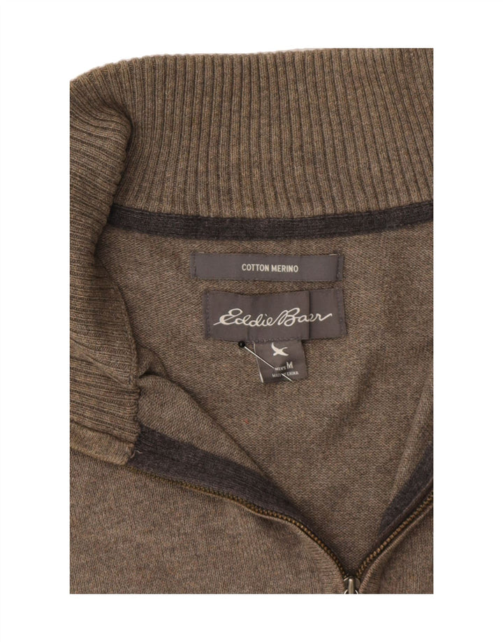 EDDIE BAUER Mens Zip Neck Jumper Sweater Medium Grey Cotton Vintage Eddie Bauer and Second-Hand Eddie Bauer from Messina Hembry 